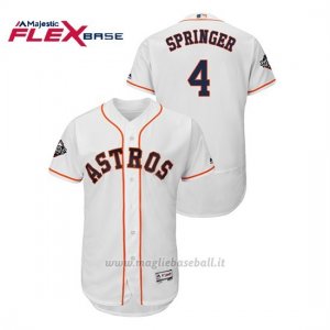 Maglia Baseball Uomo Houston Astros 4 Ge Orge Springer 2019 World Series Bound Flex Base Bianco