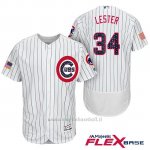 Maglia Baseball Uomo Chicago Cubs 2017 Estrellas y Rayas Cubs 34 Jon Lester Bianco Flex Base