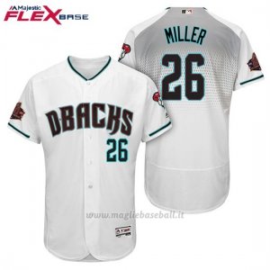 Maglia Baseball Uomo Arizona Diamondbacks 26 Shelby Miller Bianco Aqua 1ª20 Anniversario Flex Base