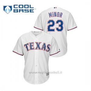 Maglia Baseball Uomo Texas Rangers 23 Mike Min Or Cool Base Bianco