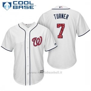Maglia Baseball Uomo Washington Nationals 2017 Estrellas y Rayas Trea Turner Bianco Cool Base
