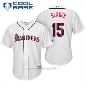 Maglia Baseball Uomo Seattle Mariners 2017 Estrellas y Rayas Kyle Seager Bianco Cool Base