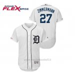 Maglia Baseball Uomo Detroit Tigers Jordan Zimmermann 150th Aniversario Patch Flex Base Bianco