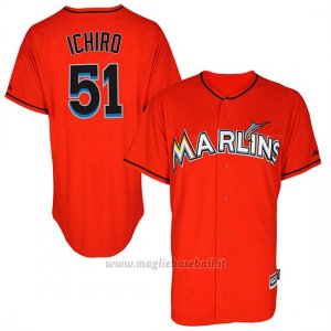 Maglia Baseball Uomo Miami Marlins Ichiro Suzuki Fire Rosso Giocatore Autentico