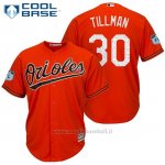 Maglia Baseball Uomo Baltimore Orioles 30 Chris Tillman Arancione 2017 Allenamento Primaverile Cool Base Giocatore