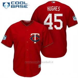 Maglia Baseball Uomo Minnesota Twins Phil Hughes Scarlet 2017 Allenamento Primaverile Cool Base Giocatore