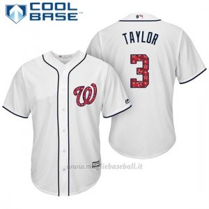 Maglia Baseball Uomo Washington Nationals 2017 Estrellas y Rayas Michael Taylor Bianco Cool Base