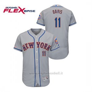 Maglia Baseball Uomo New York Mets Rajai Davis 150th Aniversario Patch Autentico Flex Base Grigio