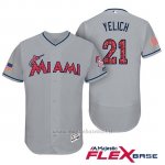 Maglia Baseball Uomo Miami Marlins 2017 Estrellas y Rayas Christian Yelich Grigio Flex Base