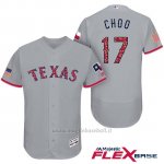 Maglia Baseball Uomo Texas Rangers 2017 Estrellas y Rayas Shin Soo Choo Grigio Flex Base