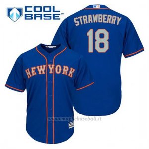 Maglia Baseball Uomo New York Mets Darryl Strawberry 18 Blu Alterner Cool Base