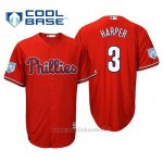Maglia Baseball Uomo Philadelphia Phillies Bryce Harper Cool Base Entrenamiento De Primavera 2019 Rosso