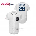 Maglia Baseball Uomo Detroit Tigers Niko Goodrum 150th Aniversario Patch Flex Base Bianco