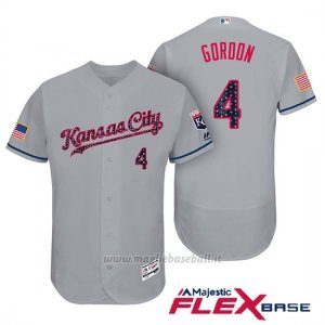 Maglia Baseball Uomo Kansas City Royals 2017 Estrellas y Rayas Alex Gordon Grigio Flex Base