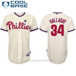 Maglia Baseball Uomo Philadelphia Phillies Majestic Roy Halladay Crema Cool Base Giocatore