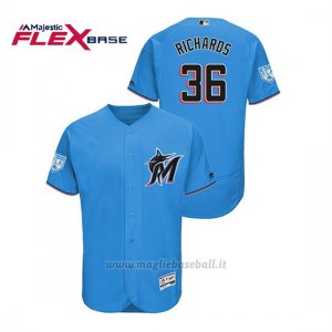 Maglia Baseball Uomo Miami Marlins Trevor Richards 2019 Entrenamiento De Primavera Flex Base Blu