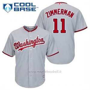 Maglia Baseball Uomo Washington Nationals Ryan Zimmerman 11 Grigio Cool Base