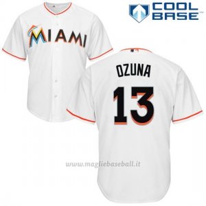 Maglia Baseball Uomo Miami Marlins Marcell Ozuna Bianco Autentico Collezione Cool Base