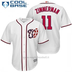 Maglia Baseball Uomo Washington Nationals 11 Ryan Zimmerman Bianco2017 Cool Base
