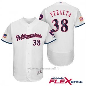 Maglia Baseball Uomo Milwaukee Brewers 2017 Estrellas y Rayas Wily Peralta Bianco Flex Base