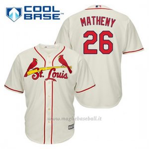 Maglia Baseball Uomo St. Louis Cardinals Mike Matheny 26 Crema Alterner Cool Base
