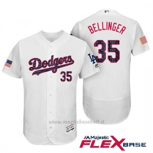 Maglia Baseball Uomo Los Angeles Dodgers 2017 Estrellas y Rayas Cody Bellinger Bianco Flex Base