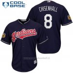 Maglia Baseball Uomo Cleveland Indians Lonnie Chisenhall 8 Blu 2017 Allenamento Primaverile Cool Base Giocatore