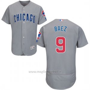 Maglia Baseball Uomo Chicago Cubs 9 Javier Baez Autentico Collezione Flex Base Grigio