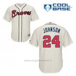 Maglia Baseball Uomo Atlanta Braves 24 Kelly Johnson Crema Alterner Cool Base