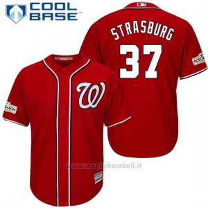 Maglia Baseball Uomo Washington Nationals 2017 Postseason Stephen Strasburg Scarlet Cool Base
