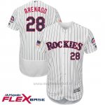 Maglia Baseball Uomo Colorado Rockies 2017 Estrellas y Rayas Nolan Arenado 28 28 Bianco Flex Base