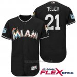 Maglia Baseball Uomo Miami Marlins Christian Yelich Nero 2017 Allenamento Primaverile Flex Base Giocatore