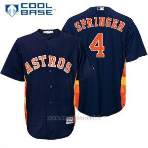 Maglia Baseball Uomo Houston Astros 4 George Springer Bluofficial Giocatore Cool Base