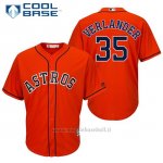 Maglia Baseball Uomo Houston Astros 35 Justin Verlander Arancioneofficial Giocatore Cool Base