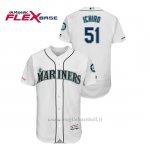 Maglia Baseball Uomo Seattle Mariners Ichiro Suzuki 150th Aniversario Patch Flex Base Bianco