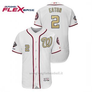 Maglia Baseball Uomo Washington Nationals 2 Adam Eaton 2019 Gold Program Flex Base Bianco