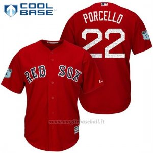Maglia Baseball Uomo Boston Red Sox 22 Rick Porcello Rosso 2017 Allenamento Primaverile Cool Base Giocatore