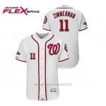 Maglia Baseball Uomo Washington Nationals 11 Ryan Zimmerman 2019 Postseason Flex Base Bianco
