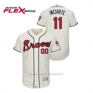 Maglia Baseball Uomo Atlanta Braves Ender Inciarte 150th Aniversario Patch Autentico Flex Base Crema