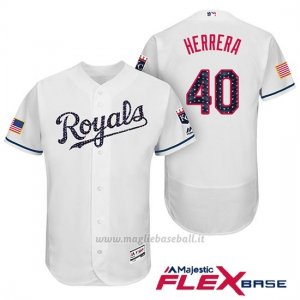 Maglia Baseball Uomo Kansas City Royals 2017 Estrellas y Rayas Kelvin Herrera Bianco Flex Base
