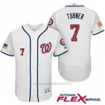 Maglia Baseball Uomo Washington Nationals 2017 Estrellas y Rayas Trea Turner Bianco Flex Base