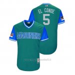 Maglia Baseball Uomo Seattle Mariners Guillermo Heredia 2018 Llws Players Weekend El Conde Aqua