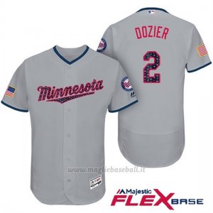 Maglia Baseball Uomo Minnesota Twins 2017 Estrellas y Rayas Brian Dozier Grigio Flex Base