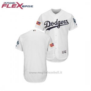 Maglia Baseball Uomo Los Angeles Dodgers 2018 Stars & Stripes Flex Base Bianco