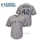 Maglia Baseball Hombre New York Yankees 42 Mariano Rivera 2019 Hall Of Fame Induction Road Cool Base Grigio