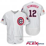 Maglia Baseball Uomo Chicago Cubs 2017 Estrellas y Rayas Cubs 12 Kyle Schwarber Bianco Flex Base