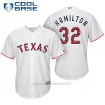 Maglia Baseball Uomo Texas Rangers 2017 Estrellas y Rayas Josh Hamilton Bianco Cool Base