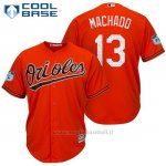 Maglia Baseball Uomo Baltimore Orioles 13 Manny Machado Arancione 2017 Allenamento Primaverile Cool Base Giocatore