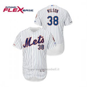 Maglia Baseball Uomo New York Mets Justin Wilson 150th Aniversario Patch Autentico Flex Base Bianco