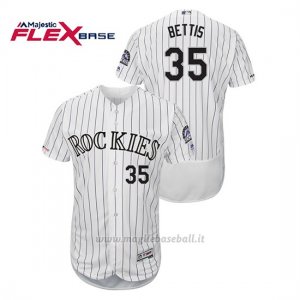 Maglia Baseball Uomo Colorado Rockies Chad Bettis 150th Aniversario Patch Flex Base Bianco